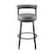 Armen Living Neura Swivel Counter or Bar Stool in Black Finish with Gray Faux Leather 840254333482 - alternate 6